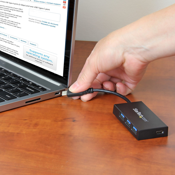 StarTech 4-port USB 3.1 Gen 1 hub - USB-C to 1x USB-C and 3x USB-A - Hub - 4 x SuperSpeed USB3.0 - Desktop - for Apple MacBook (HB30C3A1CFB) - HB30C3A1CFB