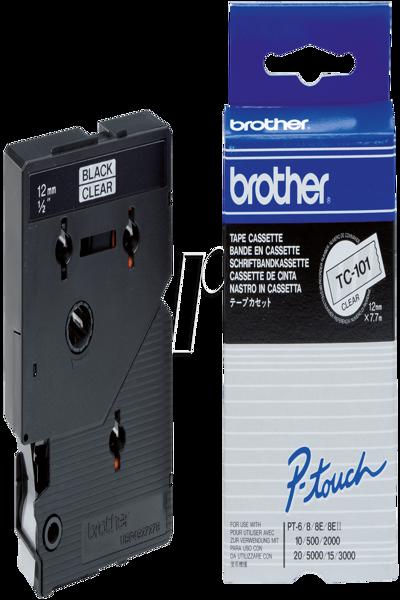 Brother Black, transparent - Roll (1.2cm x 7.7m) 1 pcs. printer tape - TC101