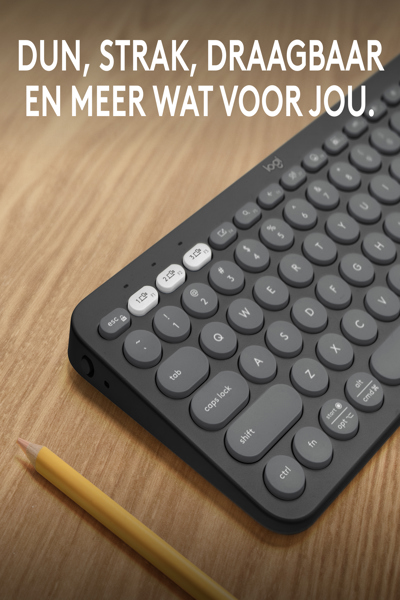Logitech Pebble Keys 2 K380s - Mini - Wireless - RF Wireless + Bluetooth - Scissor key switch - AZERTY - Graphite - 920-011803