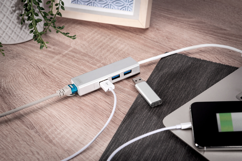 DIGITUS DA-70250-1 USB Hub LAN-adapter - DA-70250-1