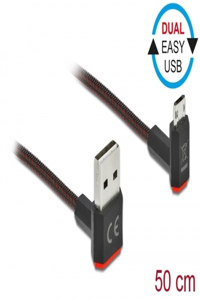 Delock Easy - USB cable - USB (M) up/down angled, reversible to Micro-USB Type B (M) up/down angled, reversible - 85265