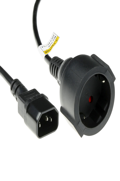 ACT Powercord C14 - Type F female (max. current 10A) black 0.6 m - 0.6 m - C14 coupler - Power plug type F - 250 V - 10 A