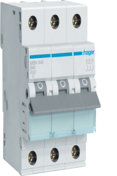 Hager MBN340 40A 3P Miniature Circuit Breaker - MBN340