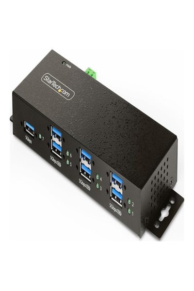 StarTech.com 7-Port Managed USB Hub with 7x USB-A, Heavy Duty with Metal Industrial Housing, ESD & Surge Protection, Wall/Desk/Din-Rail Mountable, USB 3.0/3.1/3.2 Gen 1 5Gbps - 5G7AINDRM-USB-A-HUB