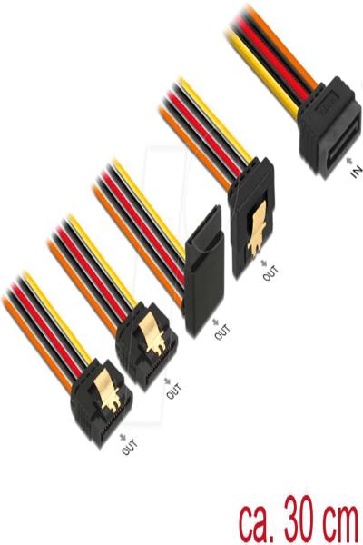 Delock Power splitter - SATA power (P) latched to SATA power (R) metal clip - 60148