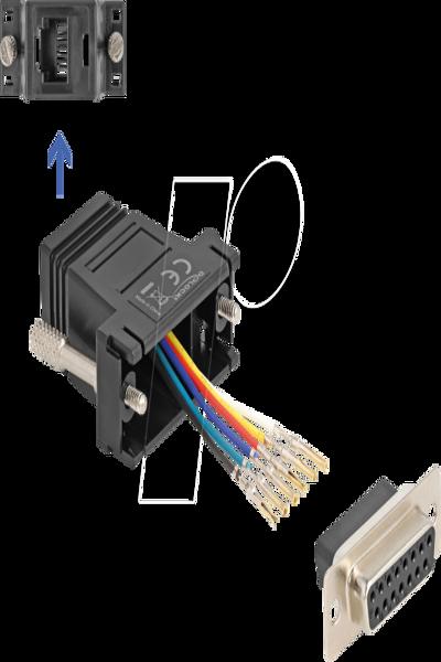 Delock Serial adapter - 15 pin D-Sub (DB-15) (F) to RJ-12 (6 pin) (F) - 67087