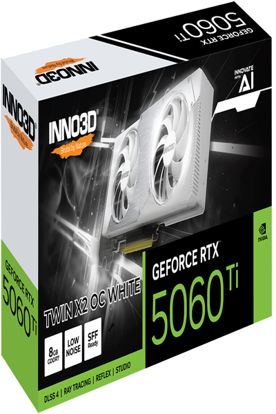 Inno3D RTX5060 Ti Twin X2 OC Blanc GDDR7 HDMI 3xDP - 8 192 Mo