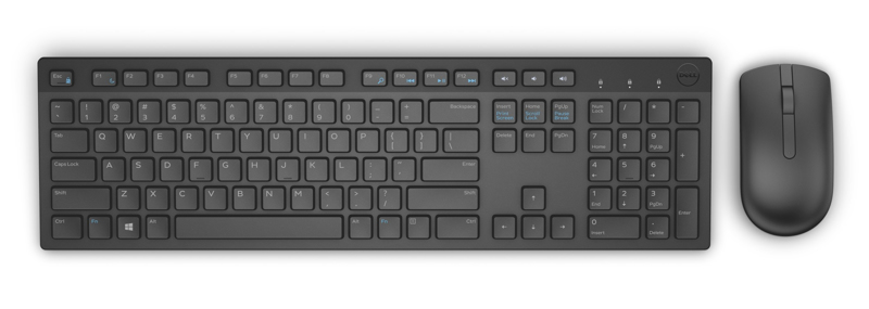 Dell KM636 - Standard - Wireless - RF Wireless - QWERTY - Black - Mouse included - 580-ADFZ
