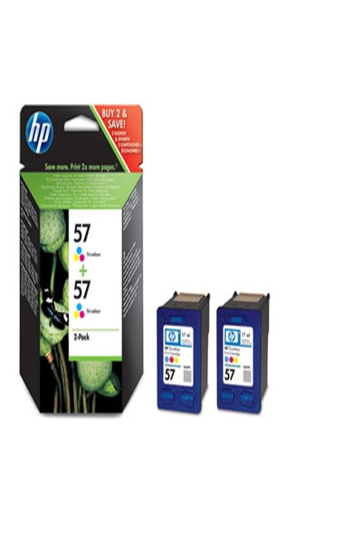 HP DeskJet 57 Twin Pack Ink Cartridge: Cyan/Magenta/Yellow, 17ml Original