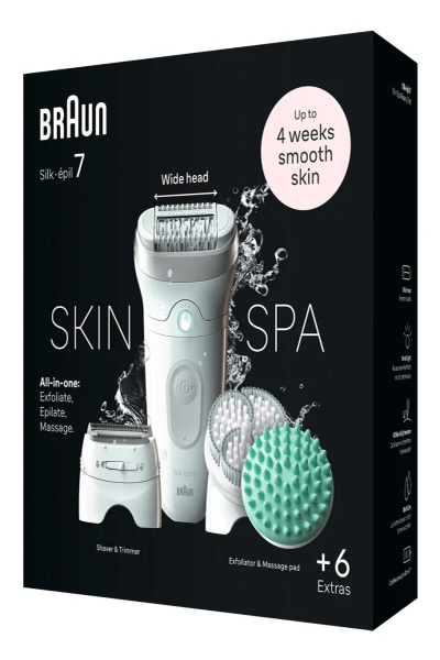 Braun Silk-épil 7 7-081, White, 40 tweezers, MicroGrip, Epilation, Exfoliation, Shaving, AC/Battery, 100 - 240 V - 7-081