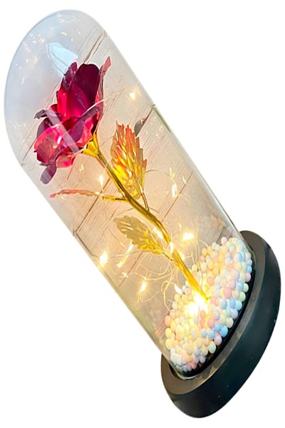 Rose éternelle rouge en verre avec LED Extralink HOME W-860