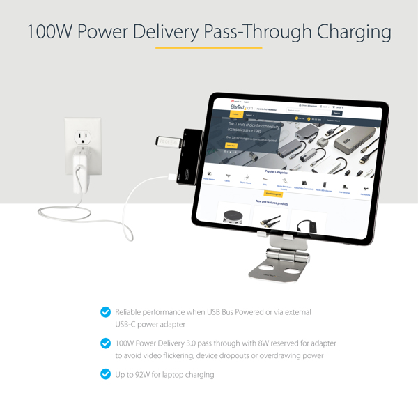 USB-C Digital AV Multiport Adapter - USB-C to 4K 60Hz HDMI 2.0, USB-C Power Delivery 100W, 3-Port USB 3.0 Hub, Audio - USB-C Mini Dock - - DKT30ICHPD