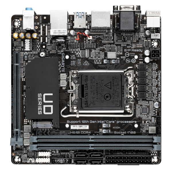 Gigabyte H610I DDR4 1.0 M/B motherboard, LGA1700, M.2, Mini-ITX - H610I DDR4