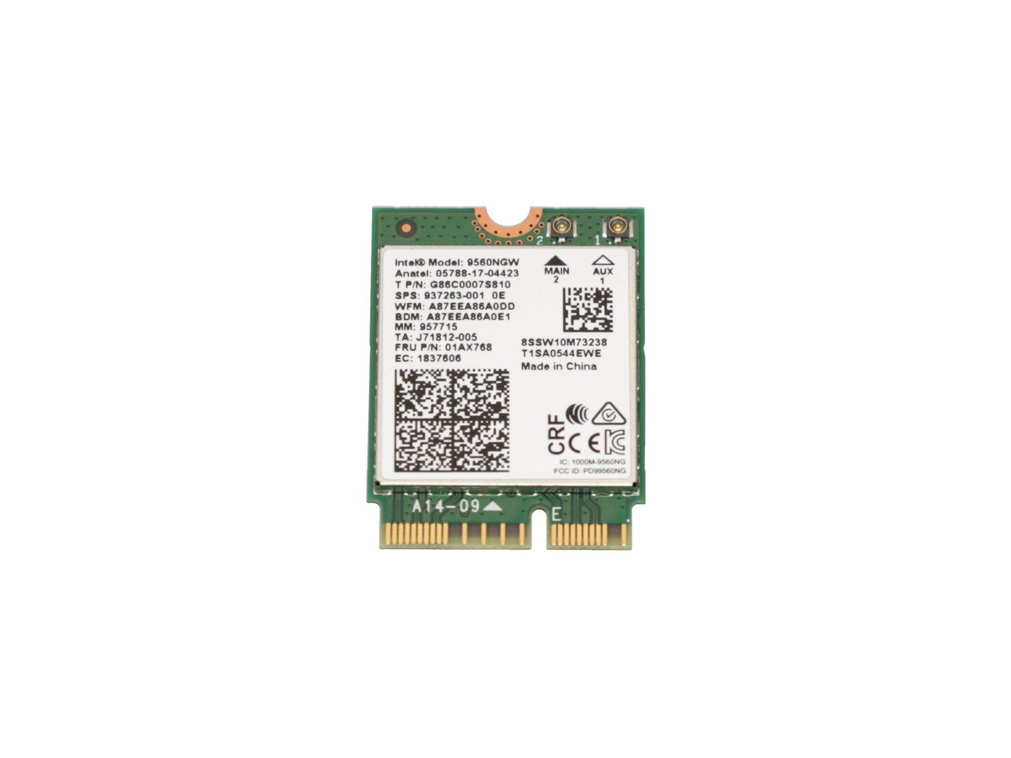 Carte d'interface WLAN HP Intel Wireless-N 9560NGW AC+ Bluetooth 5.0 NGFF