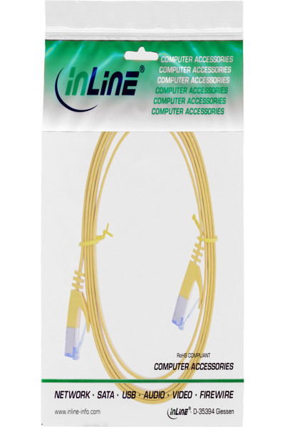 Câble patch plat InLine - U/FTP - Cat.6A - jaune - 0,5 m