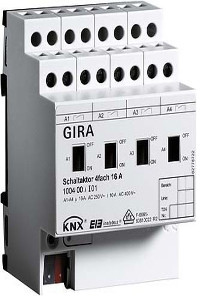 Actionneur de commutation GIRA 100400 4 voies 16A KNX/EIB REG