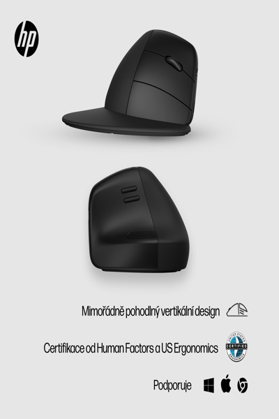 HP 920 Ergonomic Wireless Mouse: Right-hand, Vertical Design, 4000 DPI - 6H1A4AA