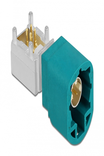 Delock 90357, HSD Z, mâle, 90°, or, bleu, laiton