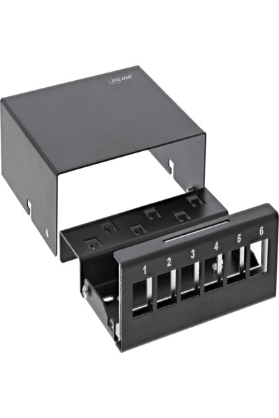Boîtier de point de consolidation de bureau InLine 6x Keystone RJ45 - métal - noir RAL9005