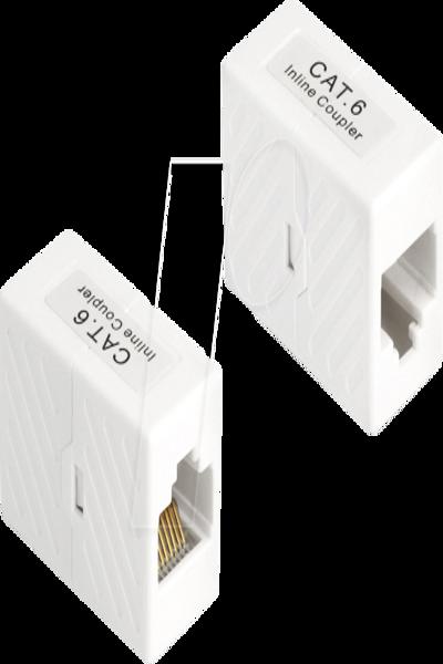Delock Adapter RJ45-hona till RJ45-hona Cat.6 UTP vit, Platt, Vit, RJ-45, RJ45, Hona, Hona - 88133