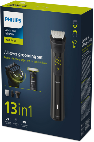 Philips All-in-One Trimmer MG9530/15 Series 9000, Gray, 0.2 mm, 2 cm, 0.2 mm, Beard, Ear, Face, Mustache, Nose, Battery - MG9530/15