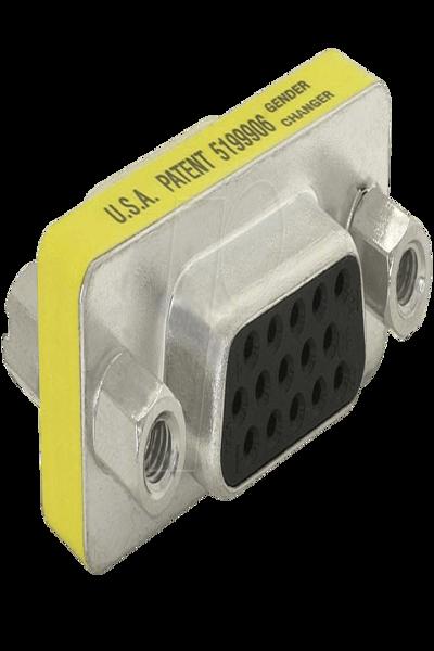 Delock VGA gender changer - HD-15 (VGA) (F) to HD-15 (VGA) (F) - 65001