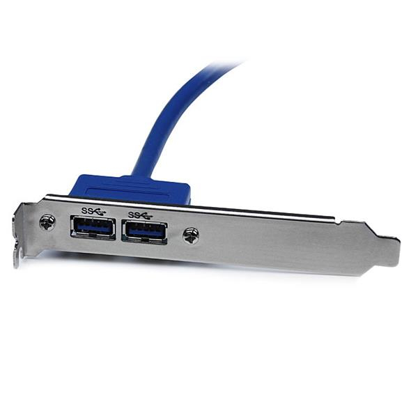 StarTech 2 Port USB3.0 A Female Slot Plate Adapter - USB Console - 9-pin USB Type A (W) - 20 PIN IDC (W) - 50cm (USB / USB2.0 / USB3.0) - Blue (USB3SPLATE) - USB3SPLATE