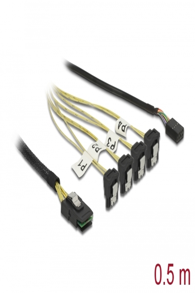 Delock SATA / SAS cable - Mini SAS (SFF-8087) to SATA, 8 pin internal power - 85683