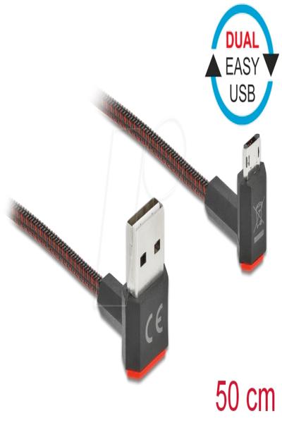 Delock Easy - USB cable - USB (M) up/down angled, reversible to Micro-USB Type B (M) up/down angled, reversible - 85265