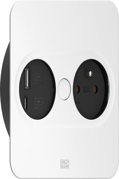 Bachmann 946.207 Stationär inbyggd USB-port Typ E AC Rostfritt stål - 946207