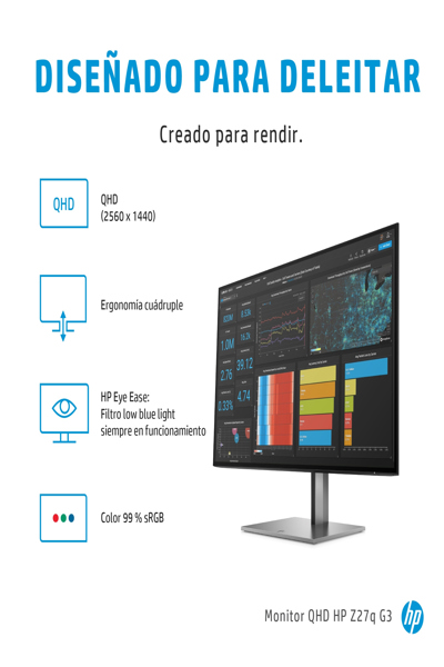 HP Z27q G3 QHD - 68.6 cm (27") - 2566 x 1440 pixels - Quad HD - LED - 5 ms - Silver - 1C4Z7AA