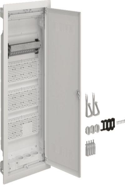 Armoire murale creuse Hager Multimedia Volta 4 rangées avec porte en plastique fendue