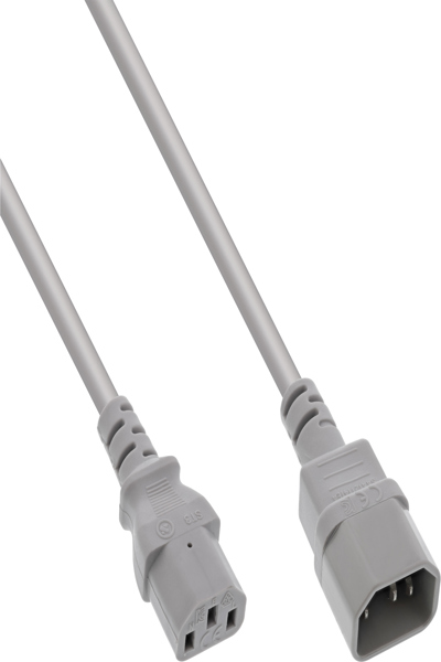 Rallonge pour appareil froid InLine - C13 / C14 - gris - 1,8 m