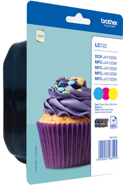 Brother LC-123, Cyan, Magenta, Gelb, Tinte auf Pigmentbasis, 3 StÃƒÂ¼ck(e)
