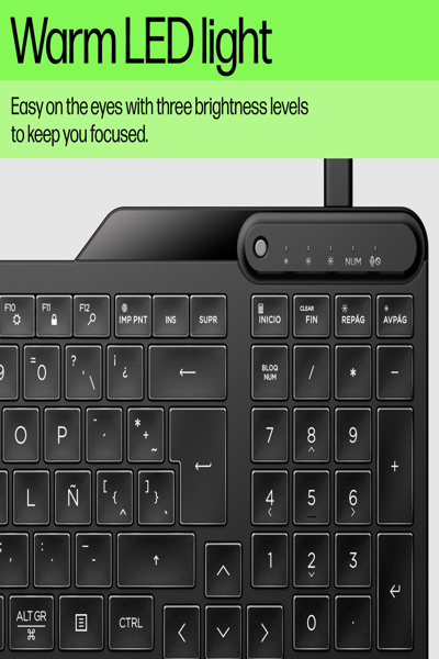 HP 405 Multi-Device Backlit Wired Keyboard: USB-C - 7N7C1AA