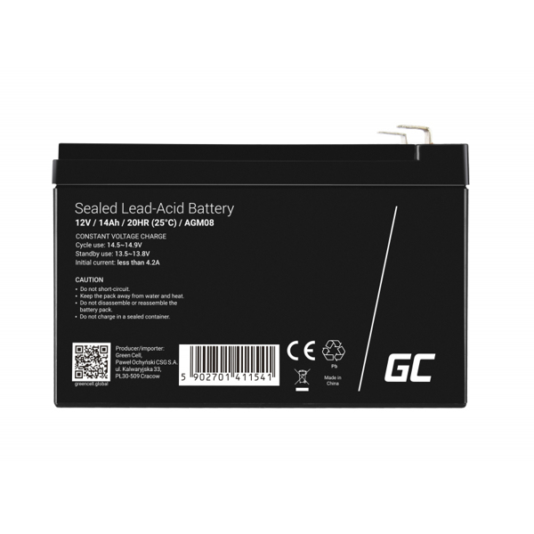 AGM Batteri 12V 14Ah - batteri - 14 000 mAh - AGM08