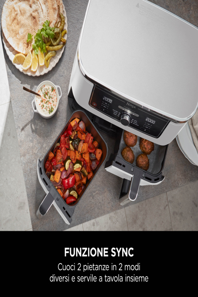 SharkNinja Ninja AF400EU, Hot air fryer, 9.5 L, Double, White, Rotary, Touch, Stand-alone - AF400EUWH
