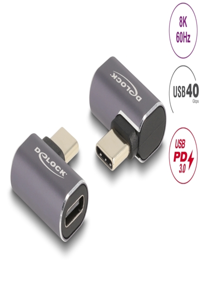 Adaptateur USB Delock - USB-C 24 broches (M) coudé gauche/droite vers USB-C 24 broches (F)