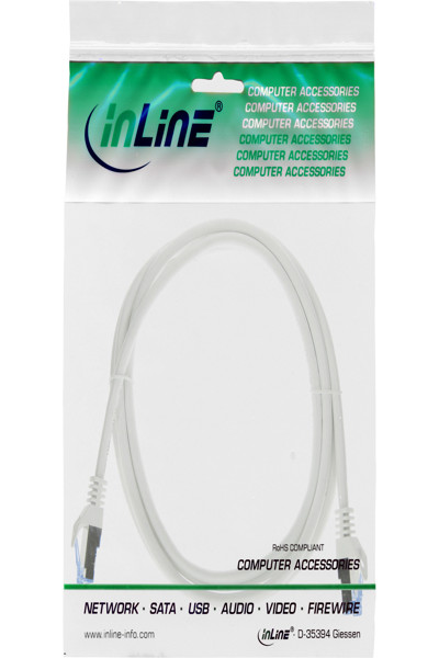 Câble patch InLine - Cat.6A - S/FTP - TPE flexible - blanc - 0,3 m