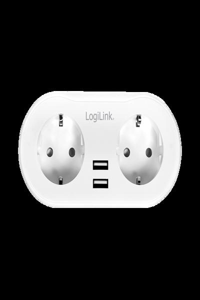 LogiLink Smart Home Wi-Fi-kontakt 2-portar med 2x USB - SH0102
