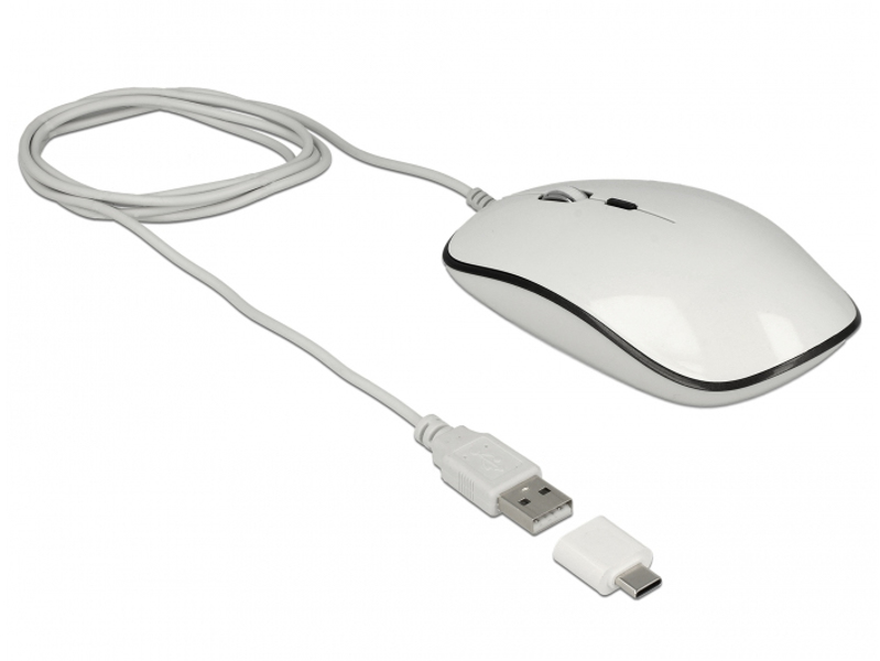 Delock 12532 - Ambidextrous - Optical - USB Type-A - 3200 DPI - White - 12532