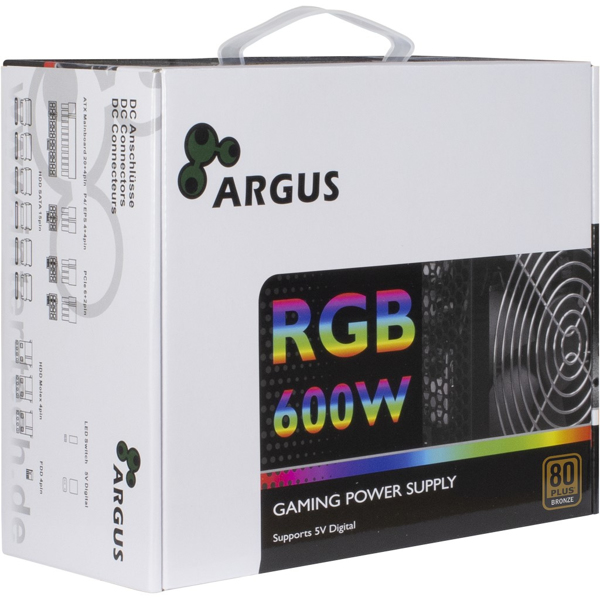 Power supply INTER-TECH Argus RGB, 80PLUS Bronze, 600W - 88882146