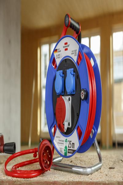 Brennenstuhl 1182770010, 25 m, Utomhus, IP44, Slitstark, Köldtålig, Oljetålig, UV-tålig, Plast, Svart, Blå, Grå, Röd - 1182770010