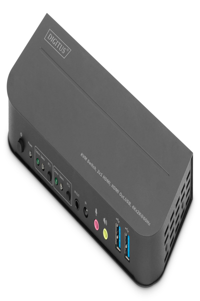 DIGITUS KVM-switch, 2x1 HDMI, HDMI-utgång, USB, 4Kx2K@60Hz - DS-12874