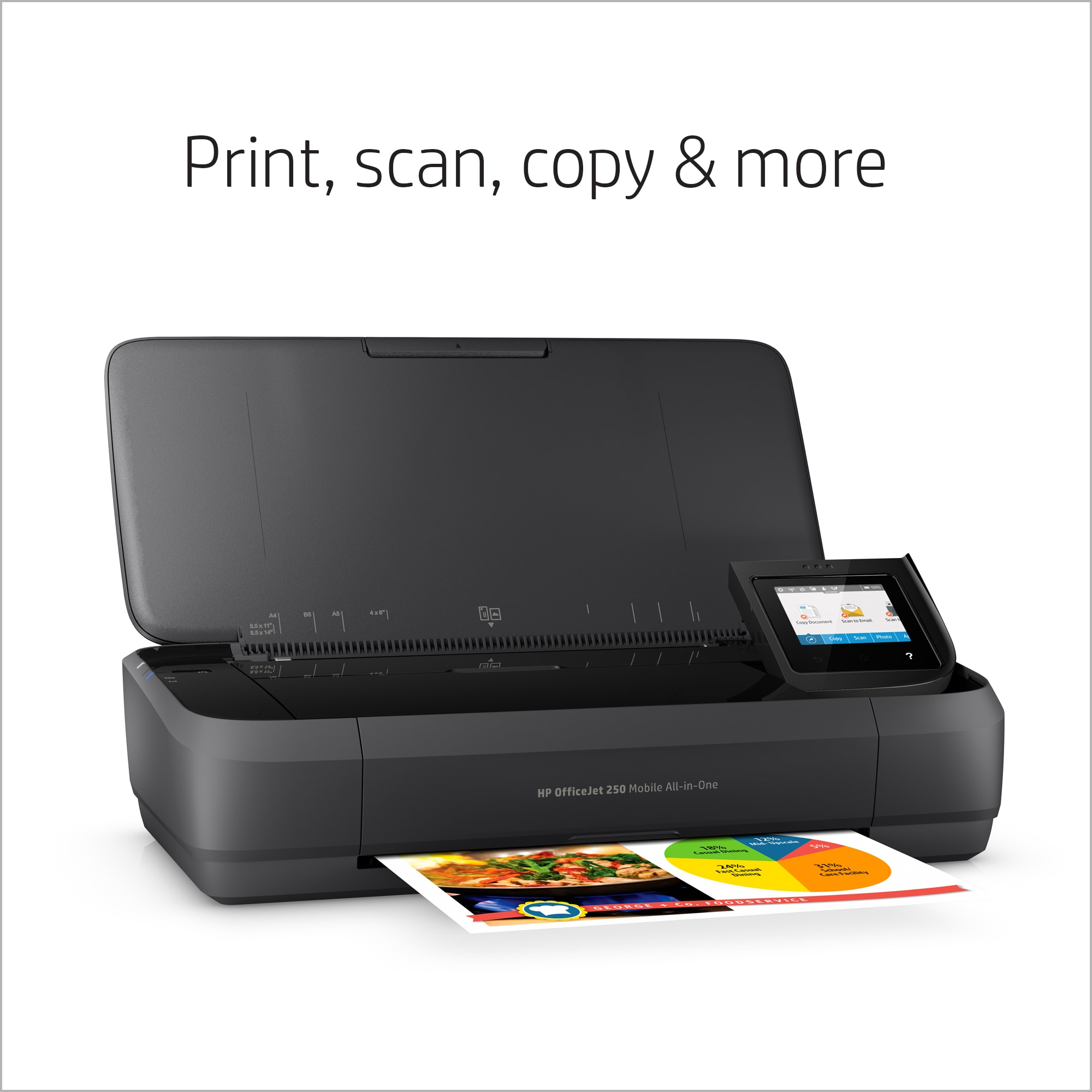 HP OfficeJet 250 Mobile All-in-One Printer - Print - copy - scan - 10-sheet ADF - Thermal inkjet - Colour printing - 4800 x 1200 DPI - A4 - Direct printing - Black - CZ992A