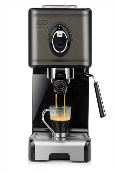 Black & Decker BXCO1200E, Espresso machine, 1.2 L, Ground coffee, 1200 W, Silver