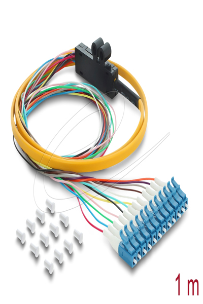 Delock Fiber Optic Pigtail Fanout Cable 12 x LC-UPC Simplex Plug to 12 Open Cable End 1 - Cable - 1 m - 91050
