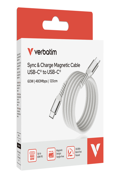 Verbatim Sync&Charge 60W USB-C/USB-C Magnetic grau 31850 - Cable - Digital - 31850