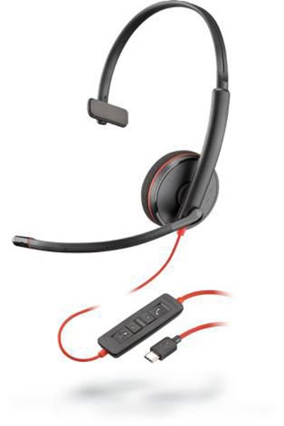 Poly Blackwire C3210 Wired Headset Black Red