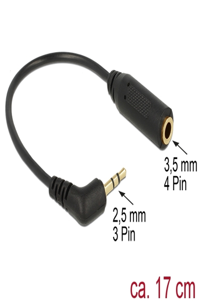 Delock Headphones adapter - 4-pole mini jack female to stereo micro jack male angled - 65674